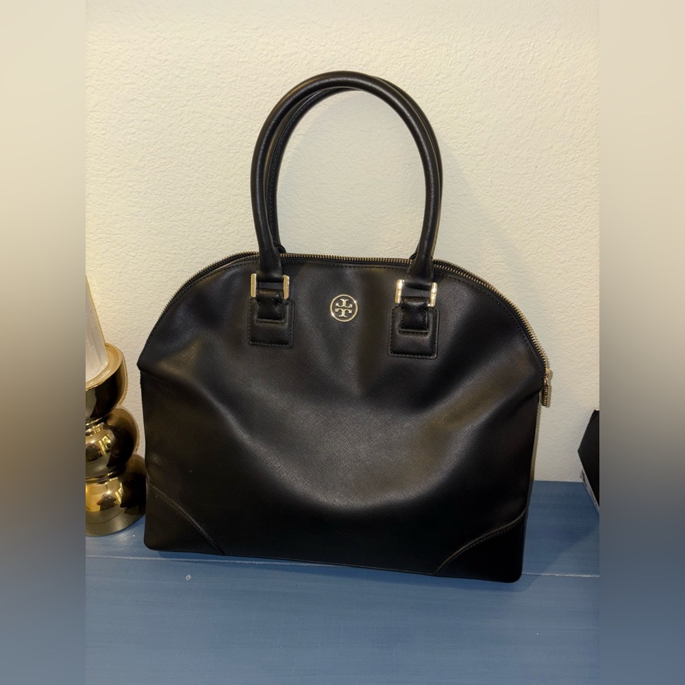 Tory Burch Black Satchel Dome-Shaped Leather Bag